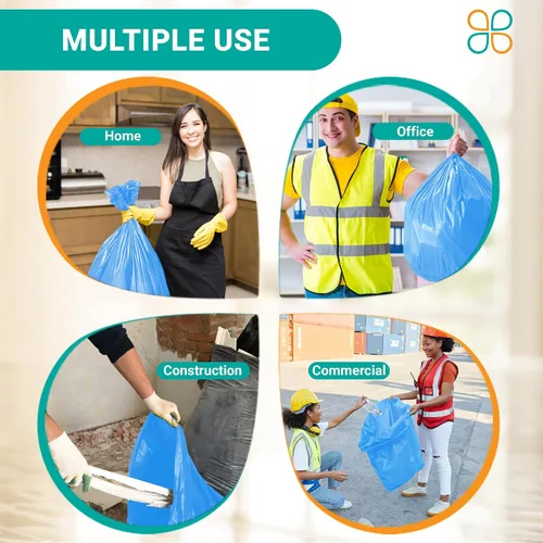 Vista 3 de PlasticMill Bolsas de basura resistentes – Bolsas de basura azules – Bolsas de basura de plástico – Bolsas de basura altas – Bolsas de basura