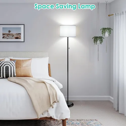 Vista 4 de FOLKSMATE Lámpara de pie para sala de estar, lámpara de pie LED moderna y simple, lámpara alta minimalista para dormitorio, sala de estar, oficina