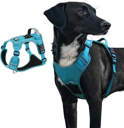 Vista 19 de Arnés para perro, chaleco ajustable mejorado a prueba de escapes, para caminar al aire libre, chaqueta suave y transpirable con tiras reflectantes