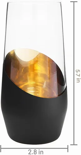 Vista 6 de MyGift Juego de 4 copas de champán negras y doradas sin tallo, vasos de fiesta de boda de 11 onzas, utensilios de bar modernos para vino espumoso