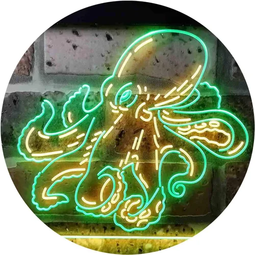 Vista 19 de ADVPRO Octopus Ocean Display Room Dual Color LED Neon Sign Azul y Rojo 12 x 8 pulgadas st6s32-i3734-br