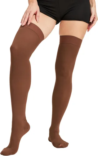 Vista 14 de TOFLY® Calcetines de compresión altos hasta el muslo para mujeres y hombres, punta cerrada de 15-20 mmHg, medias de compresión médica graduadas