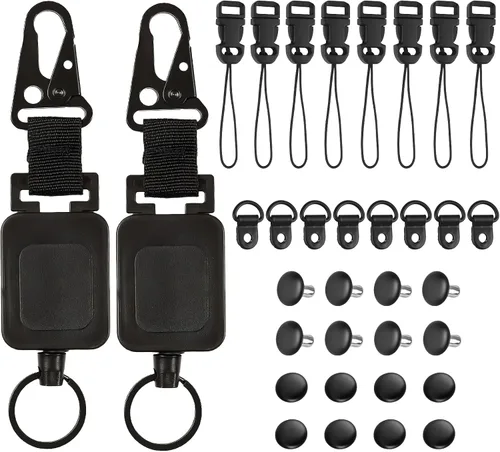 Vista 9 de Soporte de micrófono CB retráctil, resistente soporte de micrófono retráctil con cable de acero inoxidable de 32 pulgadas, cordón tejido y soporte