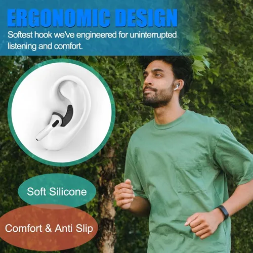 Vista 3 de 5 pares de ganchos para las orejas para auriculares AirPods 4, funda deportiva antideslizante para las orejas AirPod 4, silicona suave, accesorios