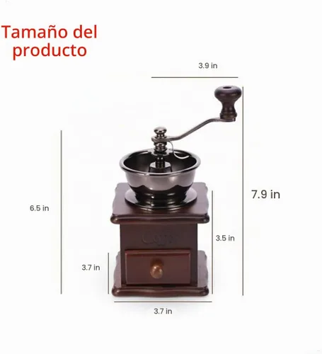 Vista 7 de Molinillo de café manual de madera, estilo vintage, molinillo de café
