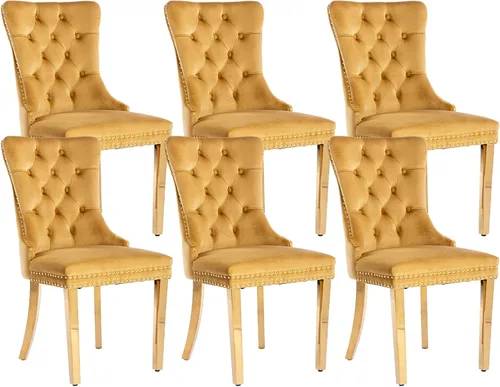 Vista 34 de Juego de 2 sillas de comedor de terciopelo beige, modernas sillas de cocina tapizadas