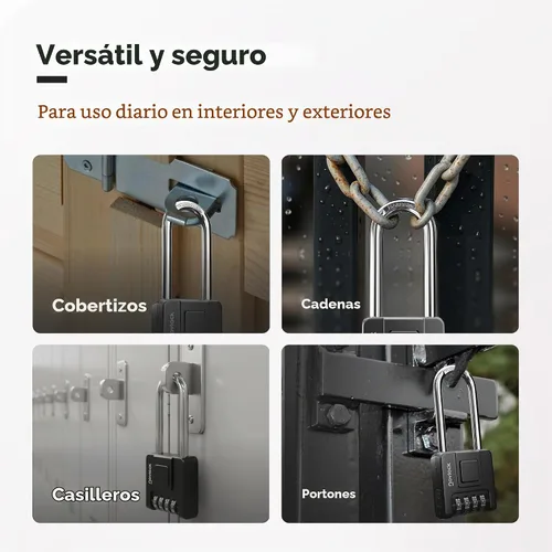 Vista 8 de Cerradura de combinación de grillete largo de 2.76 pulgadas, candado combinado para exteriores