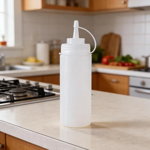 Vista 8 de EORTA Paquete de 3 botellas de plástico para condimentos con tapas de punta, botella grande de 32 onzas para salsa, ketchup mostaza, aceite