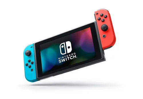 Vista 5 de Nintendo Switch V2 Game Console - Black HAC-001-01 w OEM BlueRed Joycon Renewed