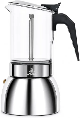 Vista 8 de LAOION Máquina de café expreso para estufa, 3 tazas de 5.4 fl oz, cafetera