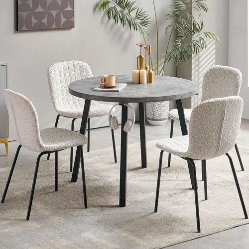 Vista 19 de Juego de mesa de comedor para 4, moderno juego de mesa de cocina de 5 piezas, mesa de comedor rectangular de 47 pulgadas y sillas vintage de piel