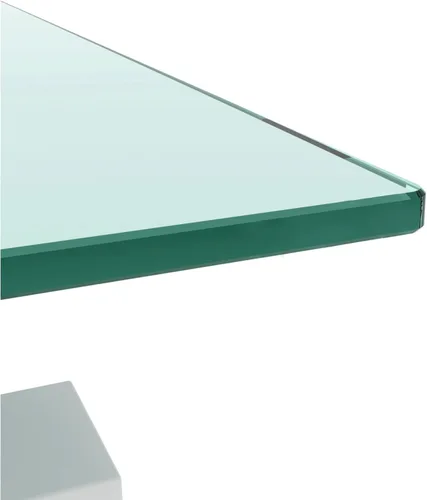 Vista 7 de Mesa de centro de cristal Mesa de centro de vidrio de tubo de metal para sala de estar (tiempo moderno, blanco)