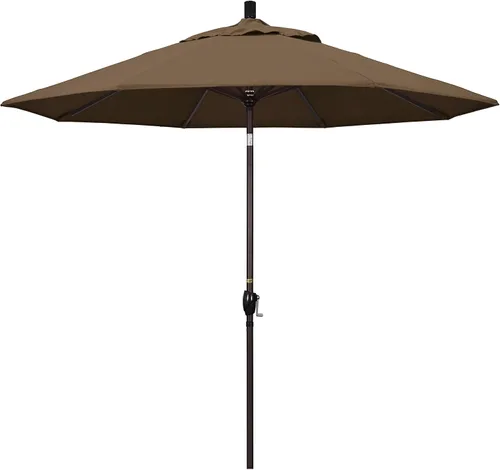 Vista 15 de California Umbrella Paraguas redondo de aluminio del mercado de 9', elevación de manivela, inclinación del botón, poste de bronce Azul (Air Blue)