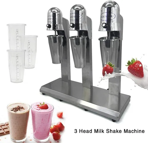 Vista 2 de Máquina comercial de batido de 3 cabezales, mezclador de bebidas de acero inoxidable, 110 V, 18000 RPM, máquina de helados, exprimidores de batidos