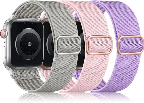 Vista 9 de DaQin Paquete de 3 bandas elásticas Solo Loop compatibles con Apple Watch para hombres de 49 mm, 46 mm, 45 mm, 44 mm, 42 mm, correa elástica