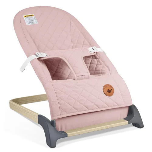 Vista 11 de ANGELBLISS Bouncer para bebés, asiento inflable portátil para bebés, asiento hinchable con tela de algodón, vibraciones naturales (antracita)
