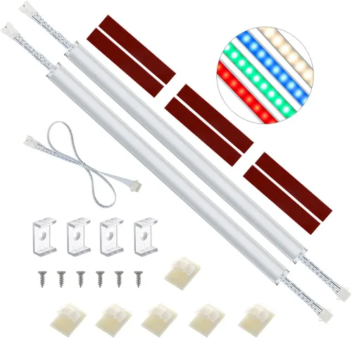 Vista 4 de Litever Paquete de 6 barras de luz LED RGBW adicionales para debajo del gabinete, kit de iluminación LED RGBW serie LL-029. 4 W/tira. 12 VCC.