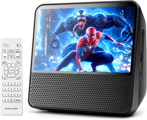 Vista 7 de Reproductor de DVD portátil de 9.8", 7" 1024x600, DVD y CD, Bluetooth 5.1 y 4000mAh Blanco