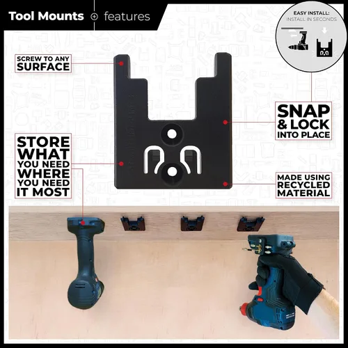 Vista 5 de StealthMounts Soporte para herramientas compatible con Bosch 18V (paquete de 4) - Negro Soportes de herramientas de bloqueo StealthMounts