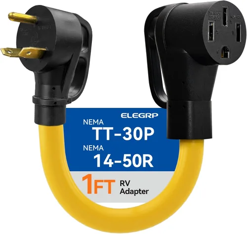 Vista 8 de ELEGRP Cable adaptador RV de 50 amperios a 30 amperios, NEMA 14-50P macho a TT-30R hembra, convertidor eléctrico de Dogbone de alta resistencia
