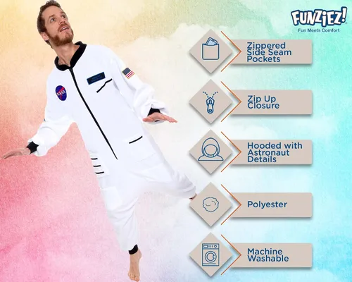 Vista 4 de Silver Lilly Disfraz de astronauta de una pieza para adultos, disfraz de cosplay, plateado