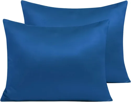 Vista 45 de NTBAY Fundas de almohada de satén con cremallera para cabello y piel, juego de 2 fundas de almohada estándar de lujo con cremallera oculta, 20 x 26