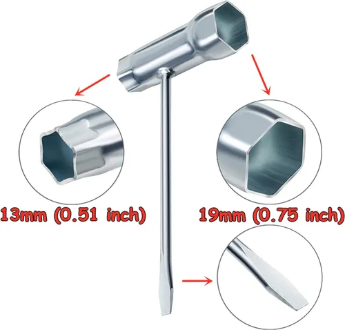 Vista 3 de Llave en T de 0.512 in por 0.748 in y destornillador Torx T27 para motosierras Stihl Makita Husqvarna Dolmar Partner Echo Jonsered Poulan John Deere