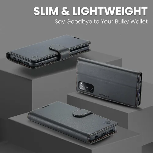 Vista 3 de FLIPALM Funda tipo cartera para Samsung Galaxy S20 FE 5G, bloqueo RFID, tarjetero de crédito, de piel sintética, función atril, funda protectora a