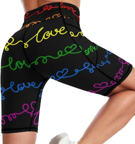 Vista 2 de Cubirmin Pantalones cortos para mujer con bolsillos laterales de cintura alta, para entrenamiento, atletismo, correr, yoga, bicicleta para mujer