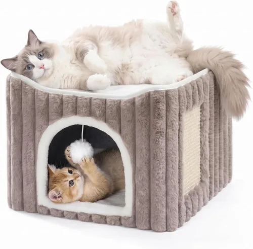 Vista 10 de Avont Cama tipo cueva 3 en 1 para gatos de interior con almohadilla para Azul