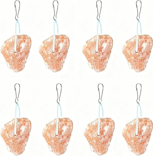 Vista 9 de PINVNBY Bloques de sal para conejos, 4 piezas de mascotas pequeñas del Himalaya lamen sal bloque de sal sales minerales naturales con gancho