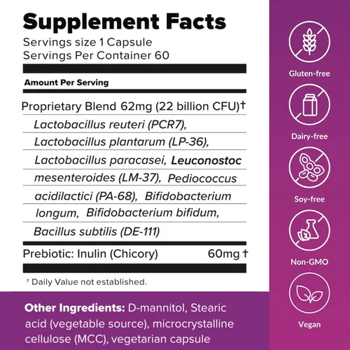 Vista 2 de BiotiQuest Probiótico Sugar Shift Ayuda a disminuir los antojos de azúcar y carbohidratos y apoya el equilibrio digestivo 22 mil millones de UFC