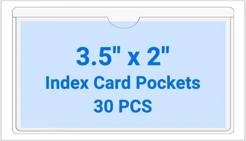 Vista 113 de 30 PCS Clear Self Adhesive Plastic Label Pockets, Top Loading Business & Library Index Card Holders, Peel and Stick Sleeves for Storage Bins, Totes