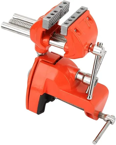 Vista 5 de Oumefar Mini prensa de abrazadera de mesa de aluminio, 2.8 pulgadas de ancho de mandíbula, giratorio de 360 grados, tornillo de banco universal