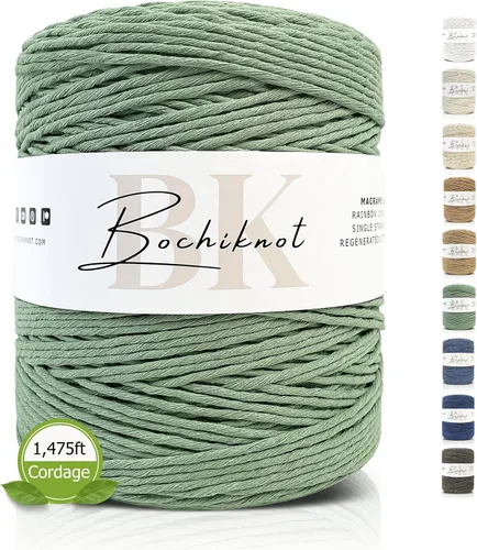 Vista 14 de BOCHIKNOT Cordón de macramé de 0.118 in, 650 yardas, algodón de una sola hebra (crema de mantequilla)