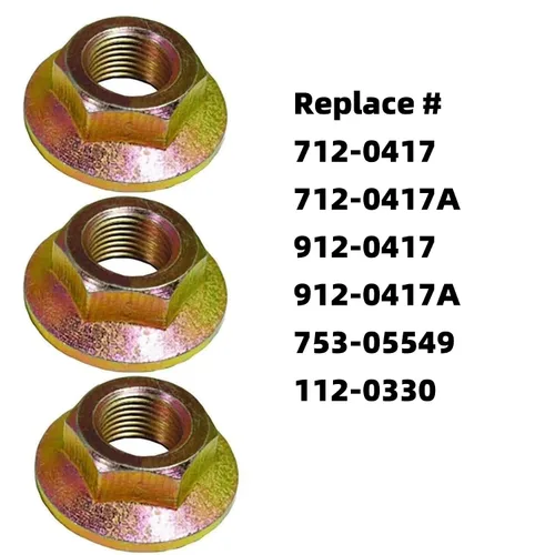 Vista 3 de Tuerca hexagonal de eje de hoja 912-0417 912-0417A 712-0417A 712-0417 Compatible con cortacésped MTD E20, para cortacésped Cub Cadet Zero Turn RZT