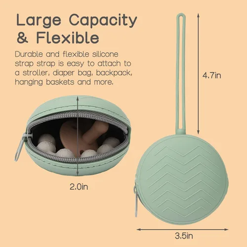 Vista 4 de Paquete de 2 fundas de silicona para chupón, sin BPA, para bebés, niños y niñas, contenedor portátil y apto para lavavajillas, para uso sobre