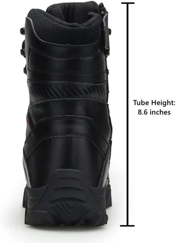 Vista 7 de Botas de trabajo tácticas militares para hombre, con cremallera lateral, ligeras, botas de combate para motocicleta, botas de combate para el Beige