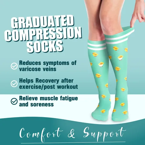 Vista 2 de COOLOVER Calcetines de compresión de cobre para mujeres y hombres (6 pares) - El mejor apoyo para correr, atletismo, enfermería, viajes