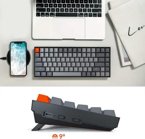 Vista 3 de Keychron Teclado mecánico Bluetooth K2 75% Layout con interruptor azul Gateron G Proretroiluminación LED blancaUSB CAnti GhostingN-Key