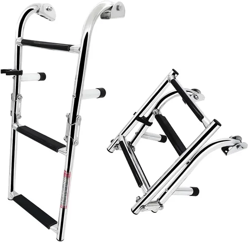 Vista 9 de Escalera plegable de acero inoxidable para barco, escalera de natación portátil, escalera telescópica para yates marinos y más (2217S)