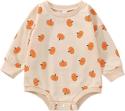 Vista 7 de Sudadera de calabaza para bebé, niña, niño, Halloween, sudadera de gran tamaño, mameluco de burbujas, suéter