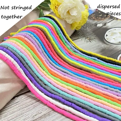 Vista 3 de 5000 cuentas de arcilla gris oscuro de arcilla polimérica Heishi cuentas espaciadoras planas redondas para pulseras, aretes, collares, manualidades