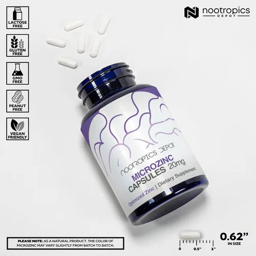 Vista 3 de Nootropics Depot Cápsulas de microzinc 20 mg Suplemento de zinc optimizado 30