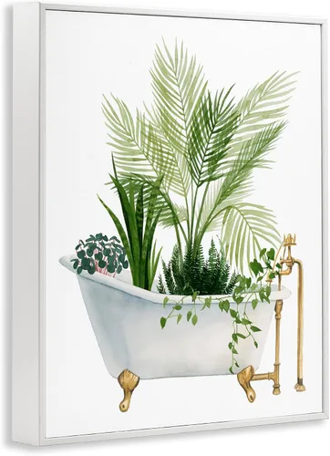 Vista 2 de Vintage Tub Botanical, 11 x 14 pulgadas enmarcado Giclée Print Stupell Industries · Por Grace Popp · Listo para colgar · Ideal para baño