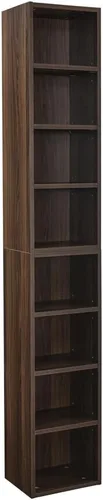Vista 3 de Estante de torre multimedia de 8 niveles, gabinete de almacenamiento delgado para CD y DVD con estantes ajustables, estantería alta y estrecha