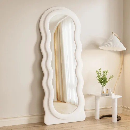 Vista 18 de Rowjut Espejo de pared en forma de arco de 30 x 20 pulgadas, espejo decorativo de pared y baño con marco de hierro, espejos de pared superior