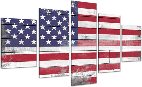 Vista 38 de Cuadros decorativos para pared de sala de estar, impresión en lienzo, retro, vintage, bandera estadounidense estadounidense y pintura moderna
