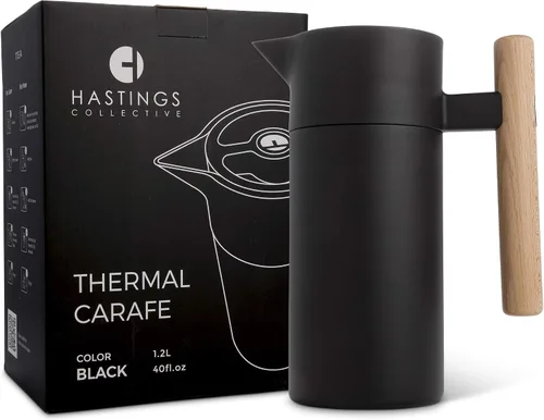 Vista 8 de Hastings Collective Jarra térmica de café de 40 onzas – Jarra aislada al vacío de doble pared de acero inoxidable – Cafetera térmica de 1 litro