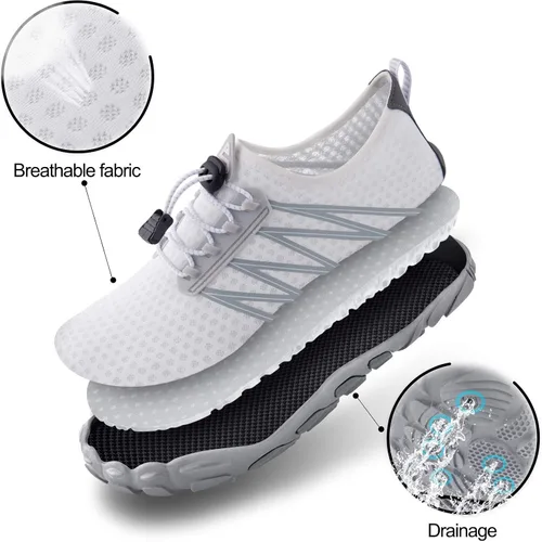 Vista 2 de SEEKWAY - Zapatos de agua unisex para adultos tipo calcetín de secado rápido sensación de pie descalzo para playa natación río piscina lago